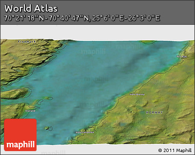 Satellite 3D Map of the Area around 70° 31' 2" N, 25° 34' 30" E