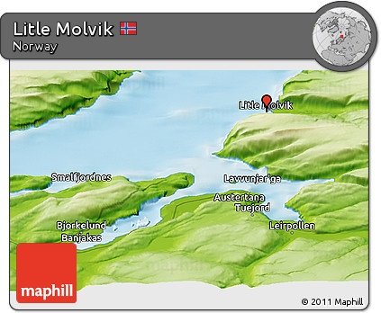 Physical Panoramic Map of Litle Molvik