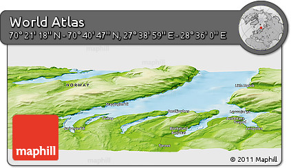 Physical Panoramic Map of the Area around 70° 31' 2" N, 28° 7' 30" E