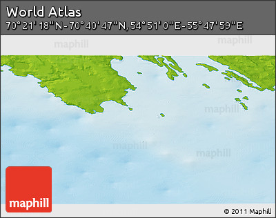 Physical 3D Map of the Area around 70° 31' 2" N, 55° 19' 30" E