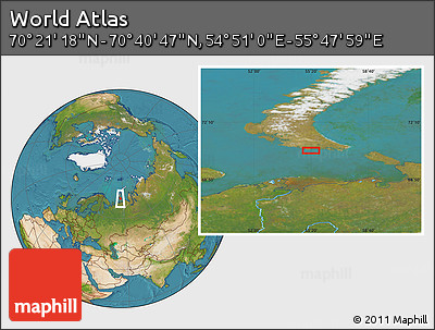 Satellite Location Map of the Area around 70° 31' 2" N, 55° 19' 30" E