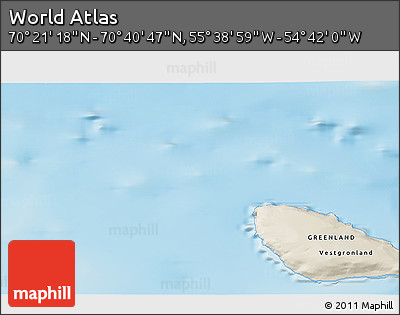 Shaded Relief 3D Map of the Area around 70° 31' 2" N, 55° 10' 29" W