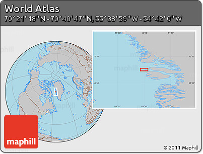 Gray Location Map of the Area around 70° 31' 2" N, 55° 10' 29" W