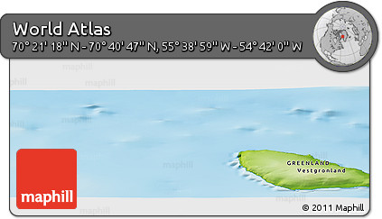 Physical Panoramic Map of the Area around 70° 31' 2" N, 55° 10' 29" W
