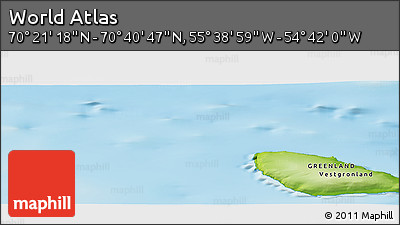 Physical Panoramic Map of the Area around 70° 31' 2" N, 55° 10' 29" W