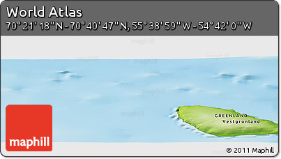 Physical Panoramic Map of the Area around 70° 31' 2" N, 55° 10' 29" W