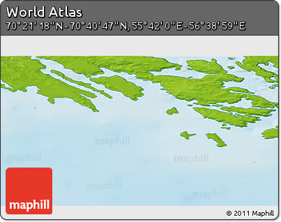 Physical 3D Map of the Area around 70° 31' 2" N, 56° 10' 29" E