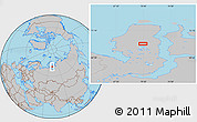 Gray Location Map of the area around 70° 31' 2" N, 70° 37' 30" E