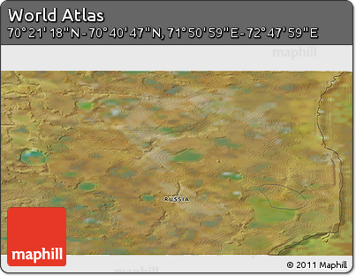 Satellite 3D Map of the Area around 70° 31' 2" N, 72° 19' 29" E