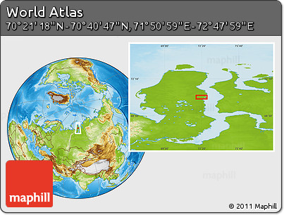 Physical Location Map of the Area around 70° 31' 2" N, 72° 19' 29" E
