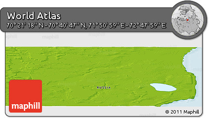 Physical Panoramic Map of the Area around 70° 31' 2" N, 72° 19' 29" E