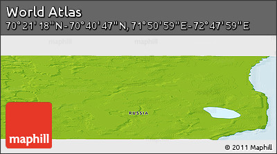 Physical Panoramic Map of the Area around 70° 31' 2" N, 72° 19' 29" E