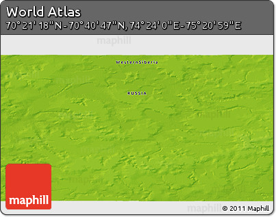 Physical 3D Map of the Area around 70° 31' 2" N, 74° 52' 30" E