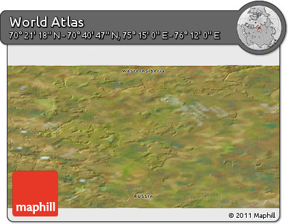 Satellite 3D Map of the Area around 70° 31' 2" N, 75° 43' 29" E