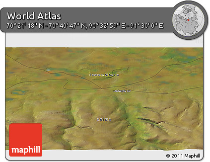 Satellite 3D Map of the Area around 70° 31' 2" N, 91° 1' 30" E
