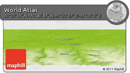 Physical Panoramic Map of the Area around 70° 31' 2" N, 91° 1' 30" E