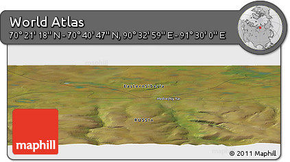 Satellite Panoramic Map of the Area around 70° 31' 2" N, 91° 1' 30" E