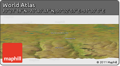 Satellite Panoramic Map of the Area around 70° 31' 2" N, 91° 1' 30" E