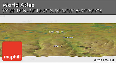 Satellite Panoramic Map of the Area around 70° 31' 2" N, 91° 1' 30" E