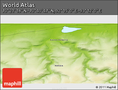 Physical 3D Map of the Area around 70° 31' 2" N, 92° 43' 29" E
