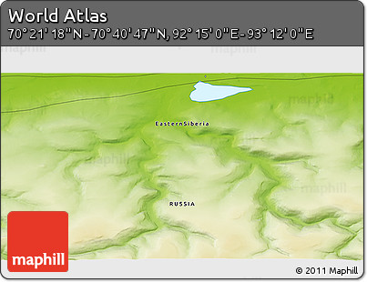 Physical 3D Map of the Area around 70° 31' 2" N, 92° 43' 29" E