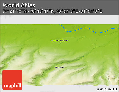 Physical 3D Map of the Area around 70° 31' 2" N, 94° 25' 30" E