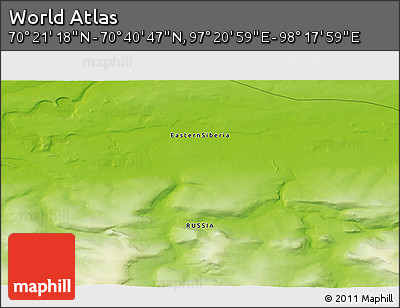 Physical 3D Map of the Area around 70° 31' 2" N, 97° 49' 29" E