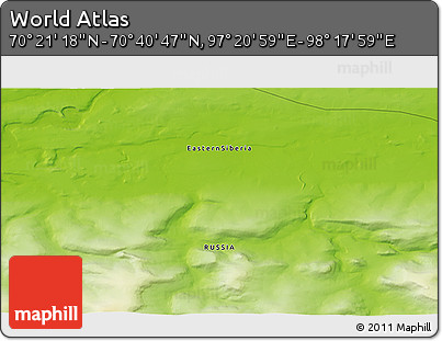 Physical 3D Map of the Area around 70° 31' 2" N, 97° 49' 29" E
