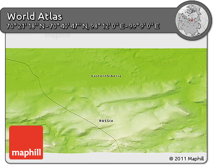 Physical 3D Map of the Area around 70° 31' 2" N, 98° 40' 30" E