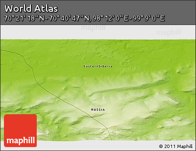 Physical 3D Map of the Area around 70° 31' 2" N, 98° 40' 30" E
