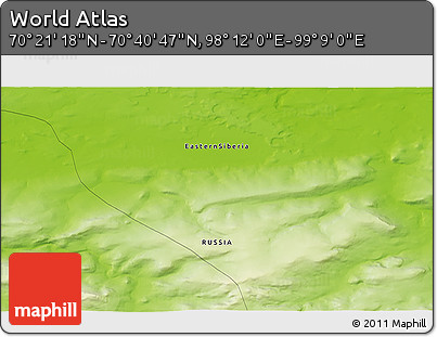 Physical 3D Map of the Area around 70° 31' 2" N, 98° 40' 30" E