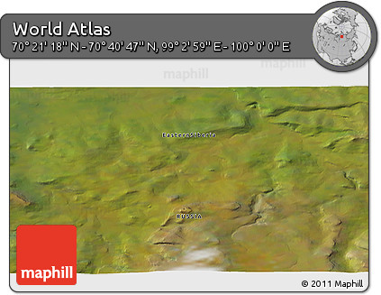 Satellite 3D Map of the Area around 70° 31' 2" N, 99° 31' 30" E