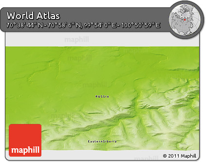 Physical 3D Map of the Area around 70° 48' 25" N, 100° 22' 30" E