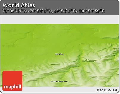 Physical 3D Map of the Area around 70° 48' 25" N, 100° 22' 30" E