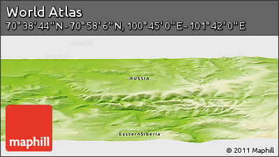 Physical Panoramic Map of the Area around 70° 48' 25" N, 101° 13' 29" E