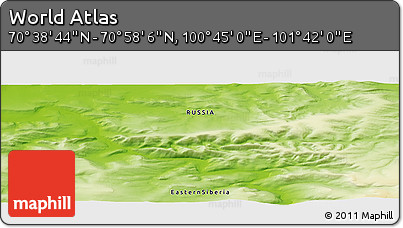 Physical Panoramic Map of the Area around 70° 48' 25" N, 101° 13' 29" E