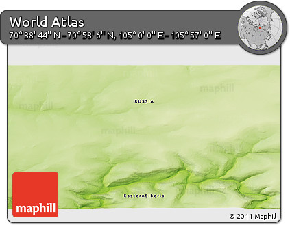 Physical 3D Map of the Area around 70° 48' 25" N, 105° 28' 29" E