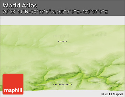 Physical 3D Map of the Area around 70° 48' 25" N, 105° 28' 29" E