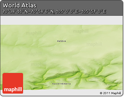Physical 3D Map of the Area around 70° 48' 25" N, 105° 28' 29" E