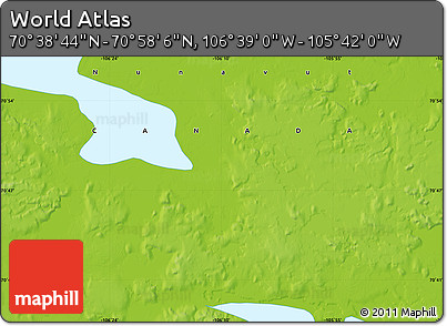 Physical Map of the Area around 70° 48' 25" N, 106° 10' 30" W