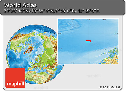Physical Location Map of the Area around 70° 48' 25" N, 10° 16' 30" E