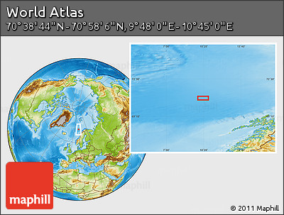 Physical Location Map of the Area around 70° 48' 25" N, 10° 16' 30" E