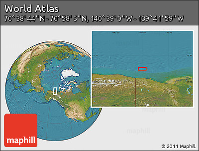 Satellite Location Map of the Area around 70° 48' 25" N, 140° 10' 30" W