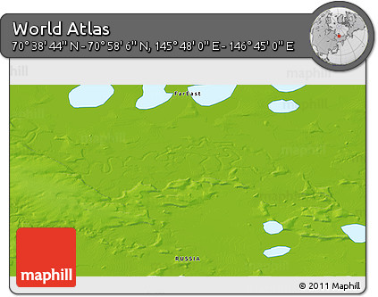 Physical 3D Map of the Area around 70° 48' 25" N, 146° 16' 30" E