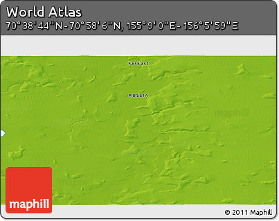Physical 3D Map of the Area around 70° 48' 25" N, 155° 37' 30" E