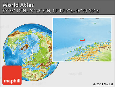 Physical Location Map of the Area around 70° 48' 25" N, 16° 13' 30" E