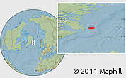 Savanna Style Location Map of the area around 70° 48' 25" N, 20° 19' 30" W, hill shading
