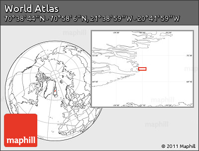 Blank Location Map of the Area around 70° 48' 25" N, 21° 10' 29" W
