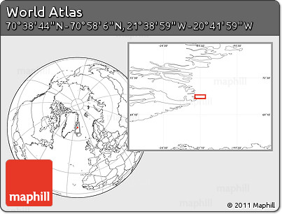 Blank Location Map of the Area around 70° 48' 25" N, 21° 10' 29" W