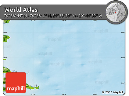 Physical Map of the Area around 70° 48' 25" N, 21° 10' 29" W